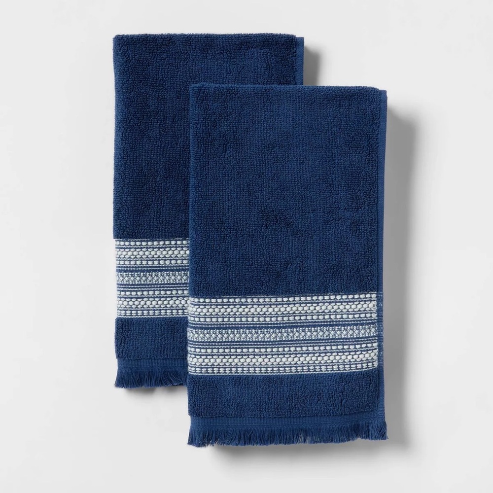 2pk nwt Americana Striped Hand Towels Blue - Threshold